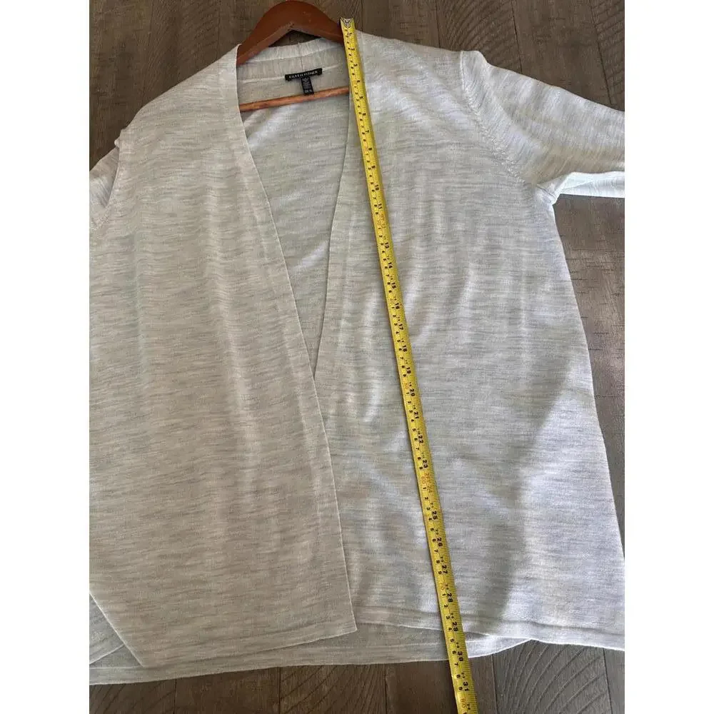 Eileen Fisher 100% Fine Merino Wool Open Front Cardigan Sweater Grey Women’s XL - Picture 10 of 13